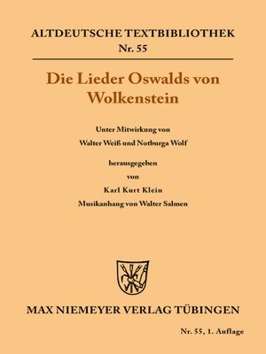 cover image of Die Lieder Oswalds von Wolkenstein
